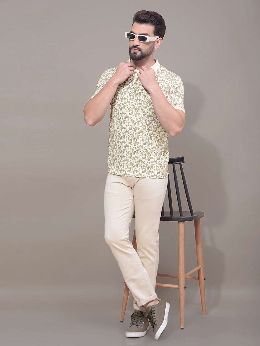 men printed short sleeve slim fit polo t-shirt - 21881459 -  Standard Image - 4