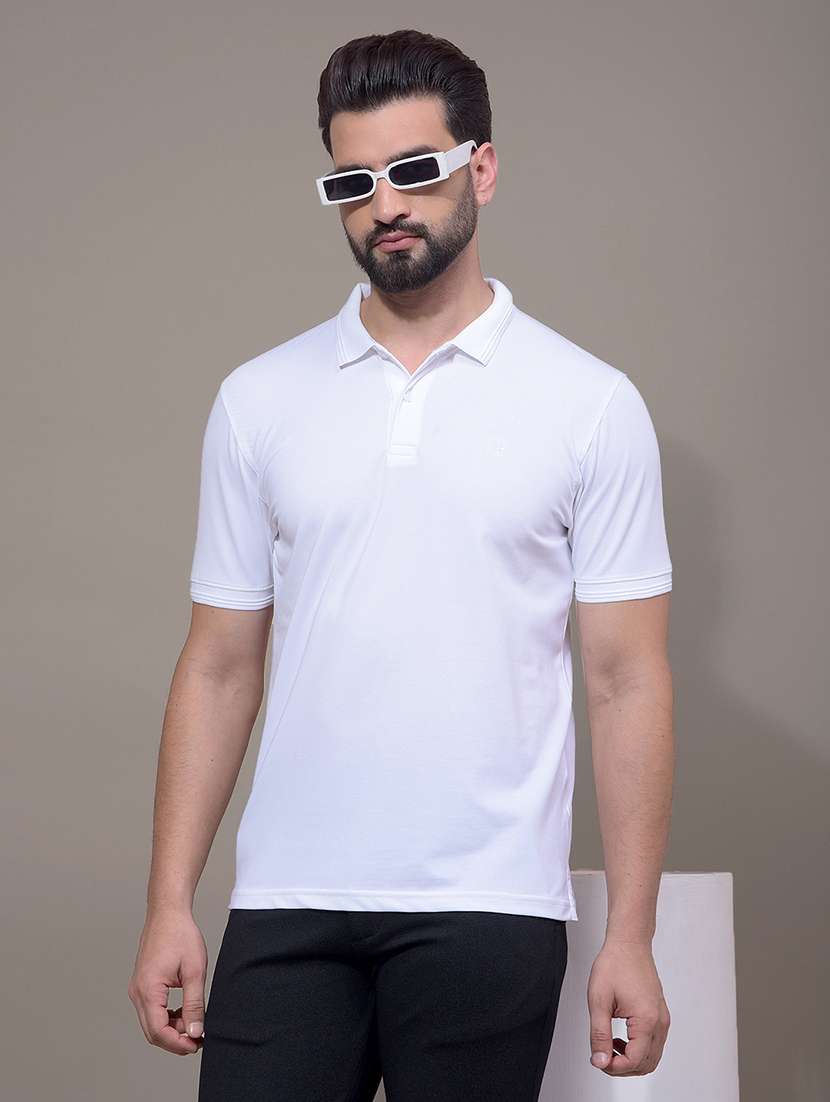 men solid short sleeve slim fit polo t-shirt