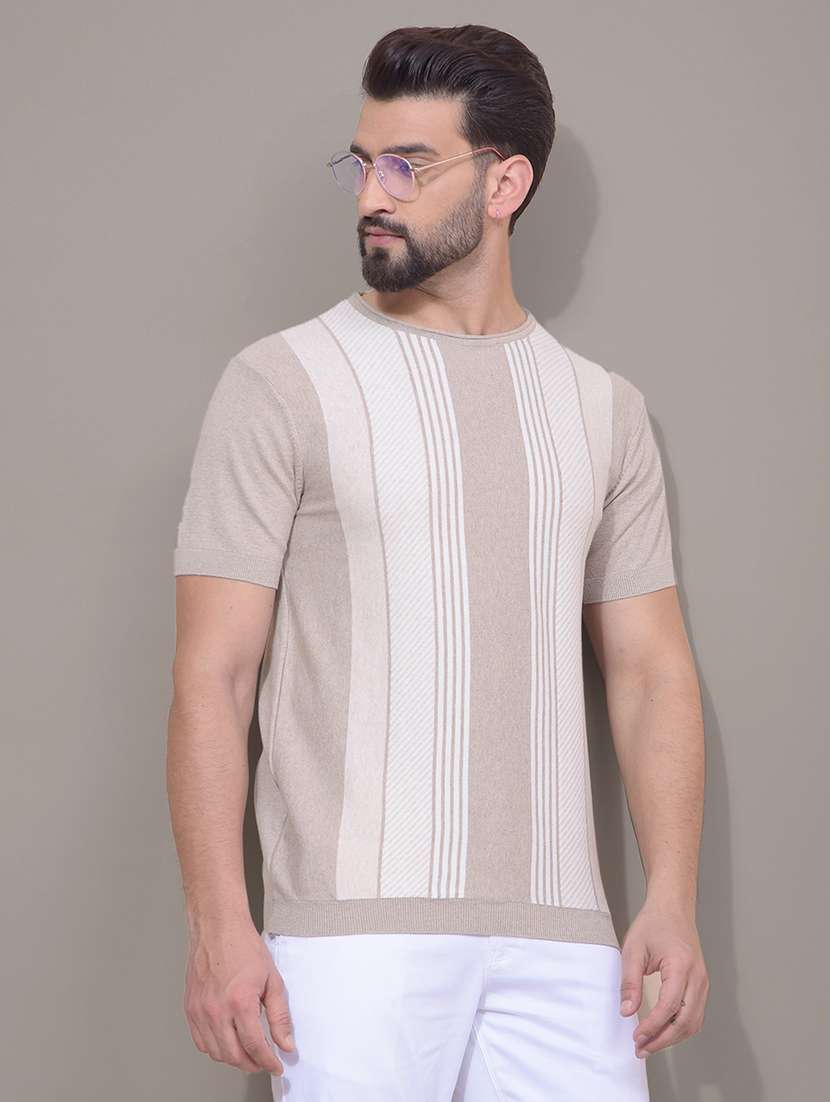 men striped short sleeve slim fit t-shirt