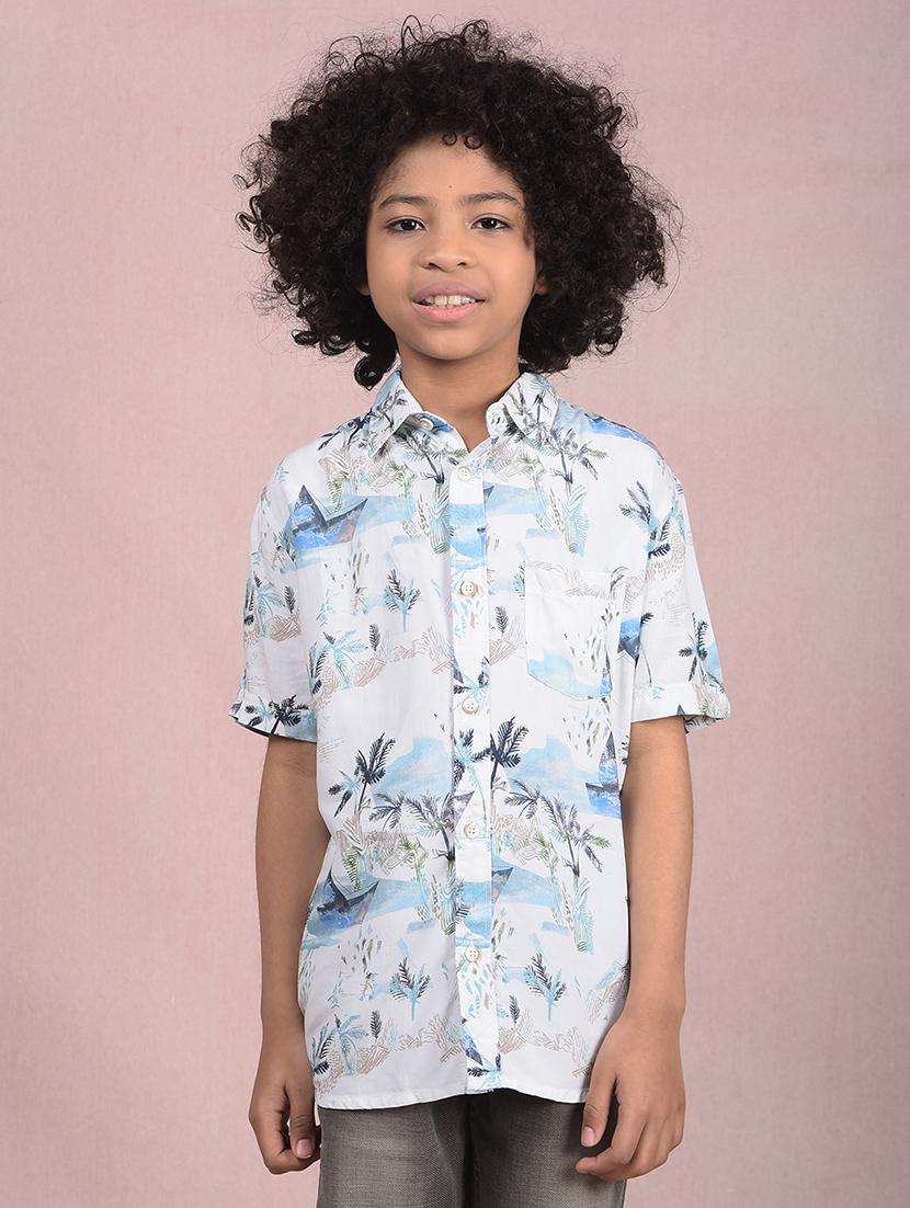 boys printed collared casual shirt - 21881477 - Standard Image - 1