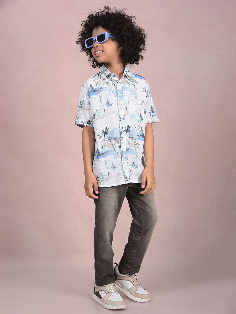boys printed collared casual shirt - 21881477 - Standard Image - 6