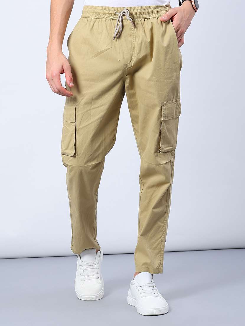 men solid mid rise regular fit cargo - 21881485 -  Standard Image - 1