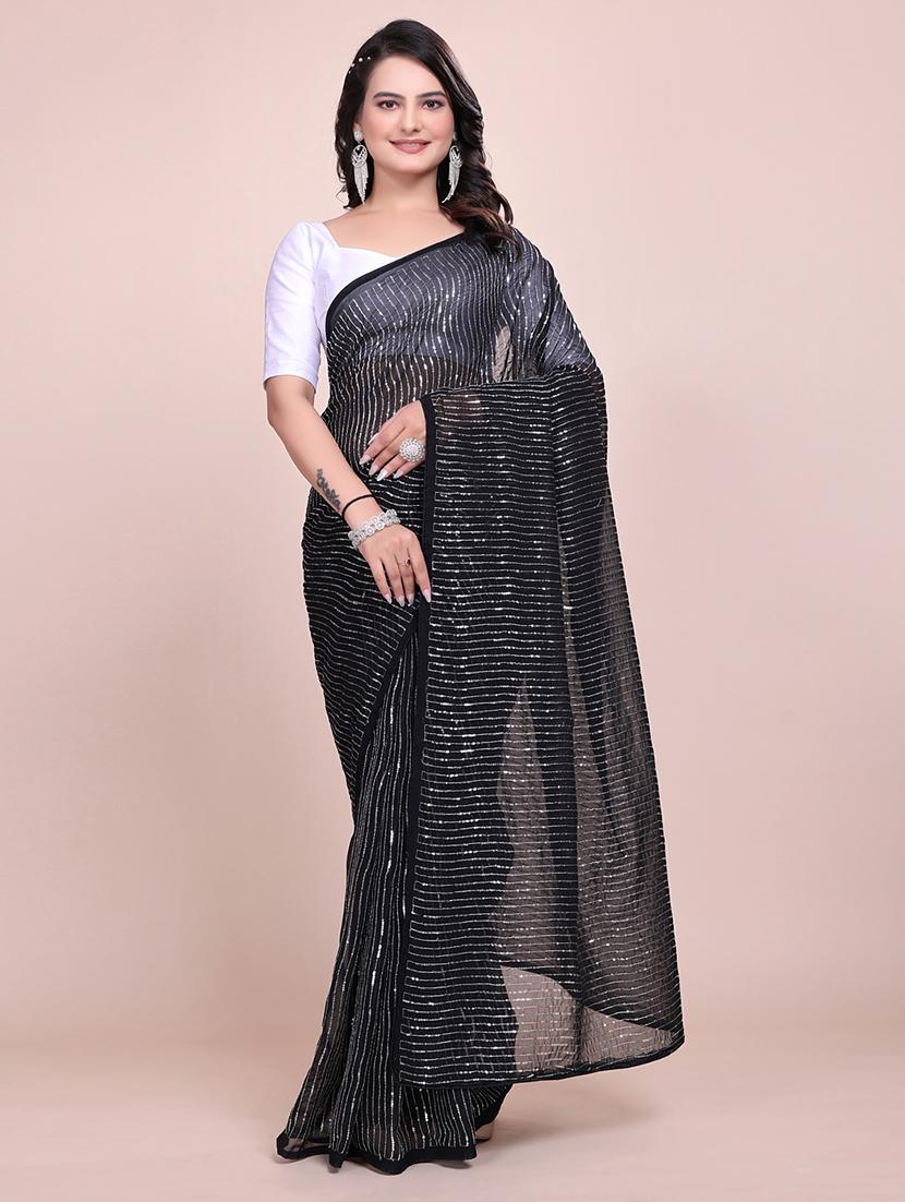 women sequined detailed party wear saree with blouse - 21881510 - Standard Image - 1