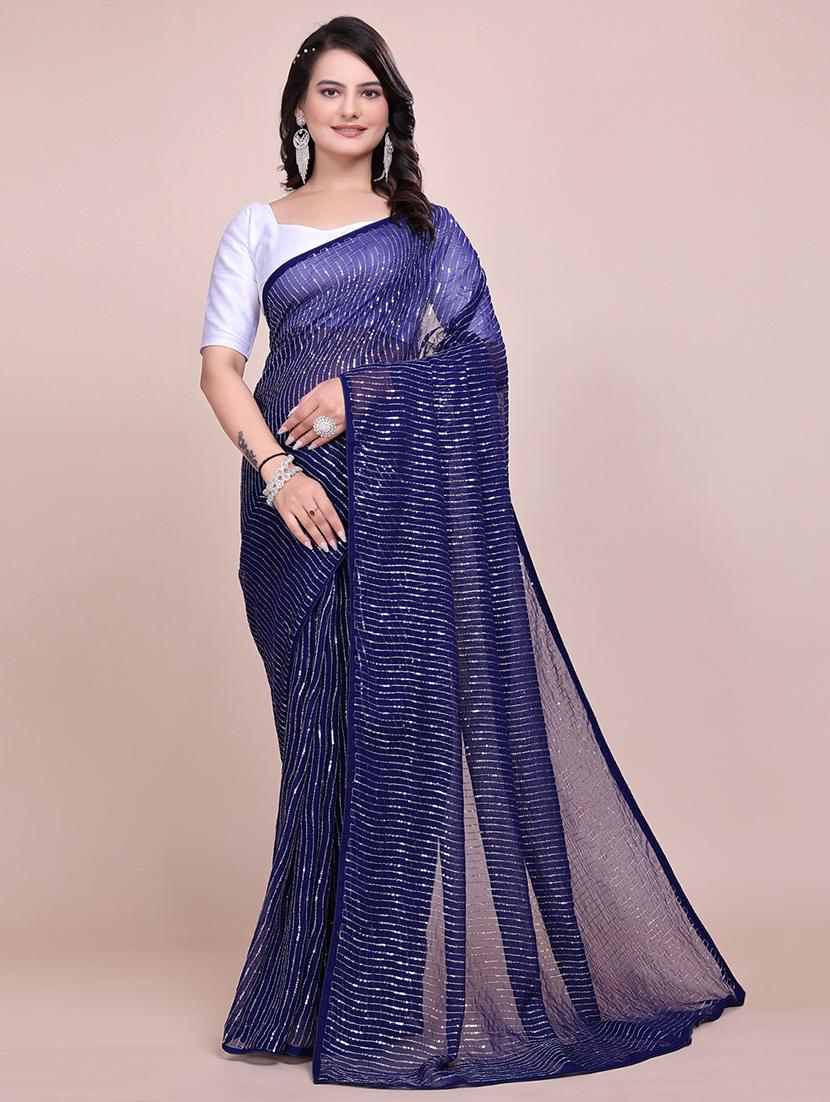 women sequined detailed party wear saree with blouse - 21881511 -  Zoom Image - 0