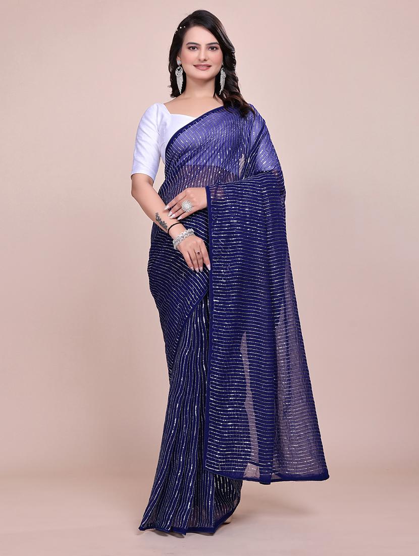 women sequined detailed party wear saree with blouse - 21881511 -  Standard Image - 1