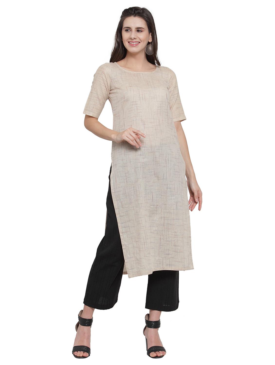 women self design short sleeve straight kurta - 21881530 - Zoom Image - 0