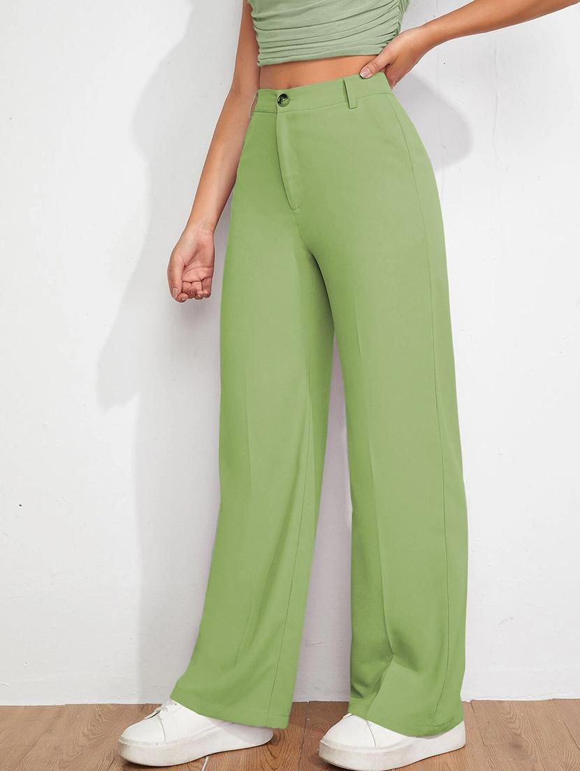 women solid high rise straight trouser - 21881565 - Standard Image - 1