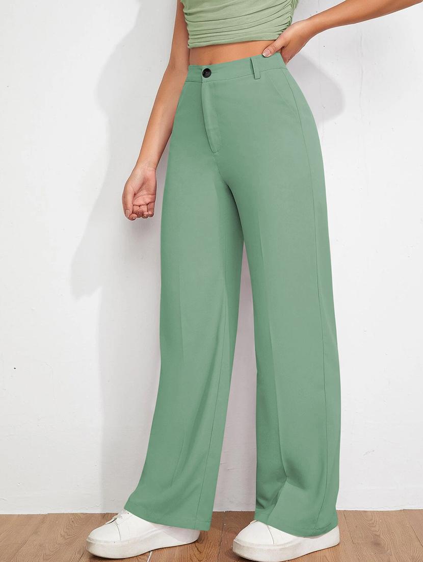 women solid high rise straight trouser - 21881569 -  Standard Image - 1