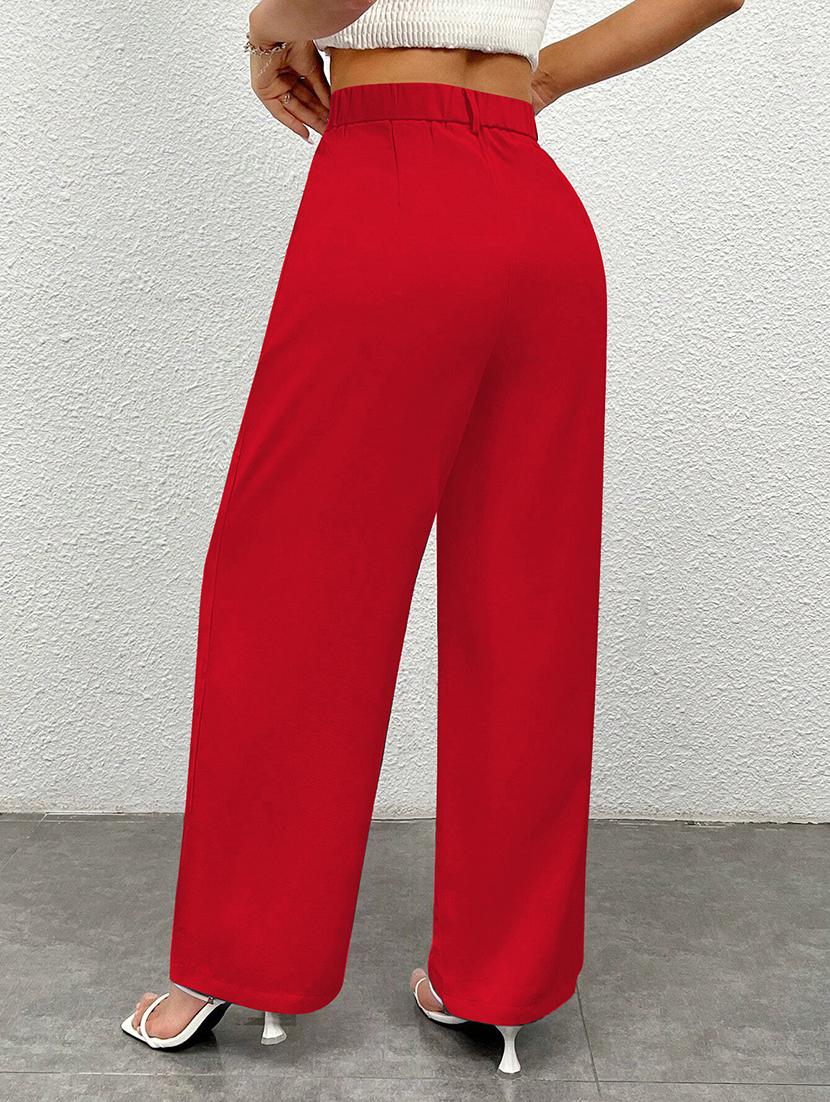 women solid high rise wide leg trouser - 21881571 - Standard Image - 4
