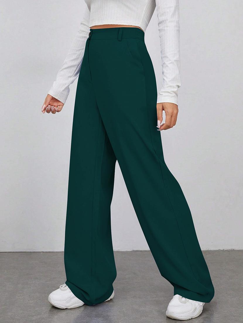 women solid high rise straight trouser - 21881577 -  Standard Image - 1