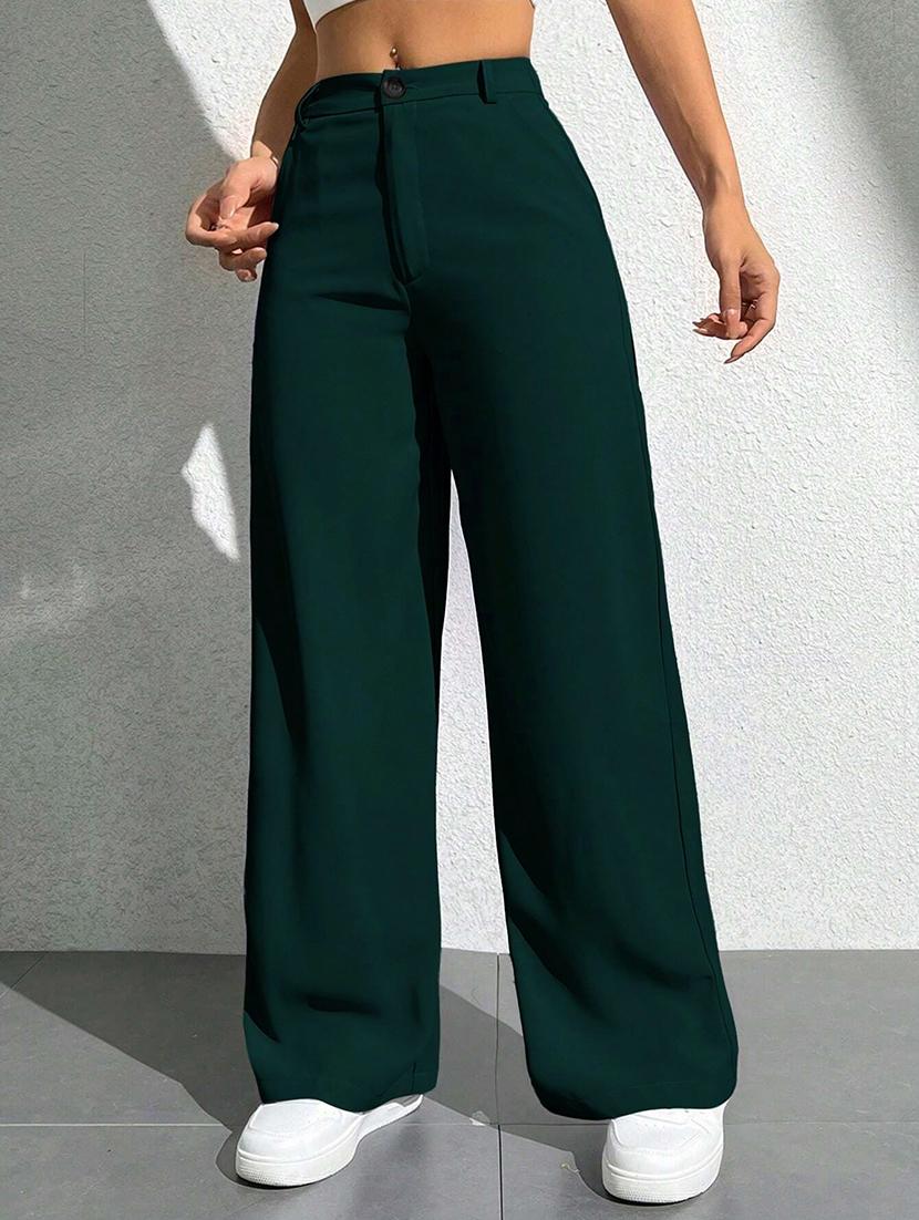 women solid high rise wide leg trouser - 21881578 -  Standard Image - 1