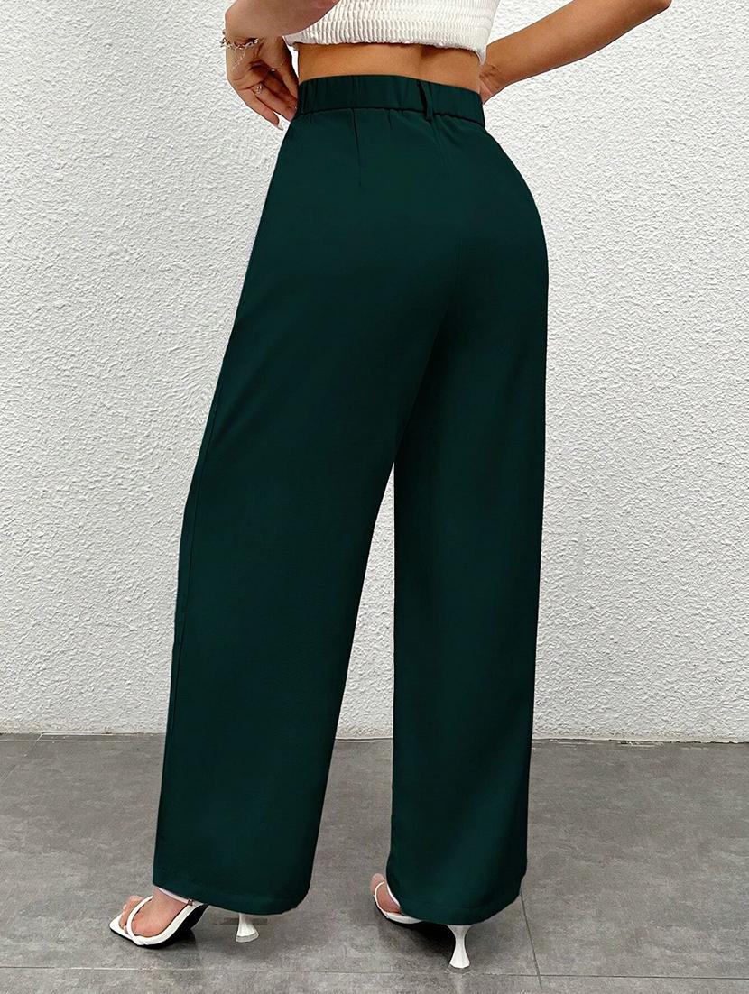 women solid high rise wide leg trouser - 21881578 - Standard Image - 4