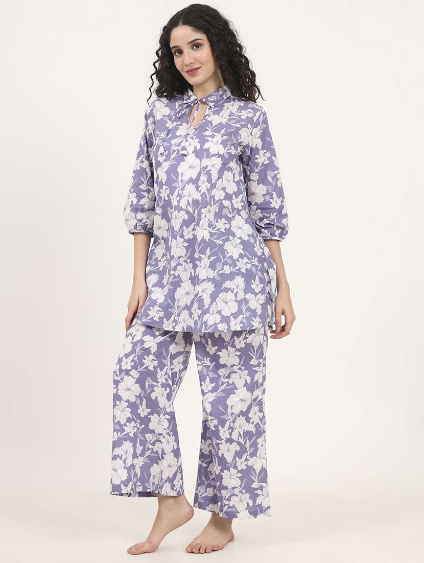 women printed nightwear pyjama set - 21881658 -  Standard Image - 1