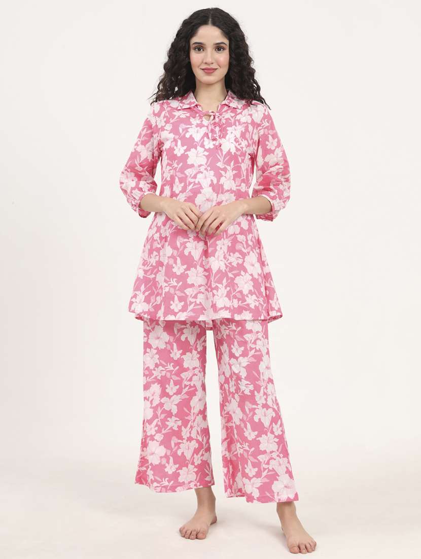 women printed nightwear pyjama set