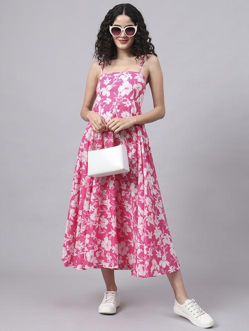 women printed shoulder strap fit & flare dress - 21881699 -  Standard Image - 0