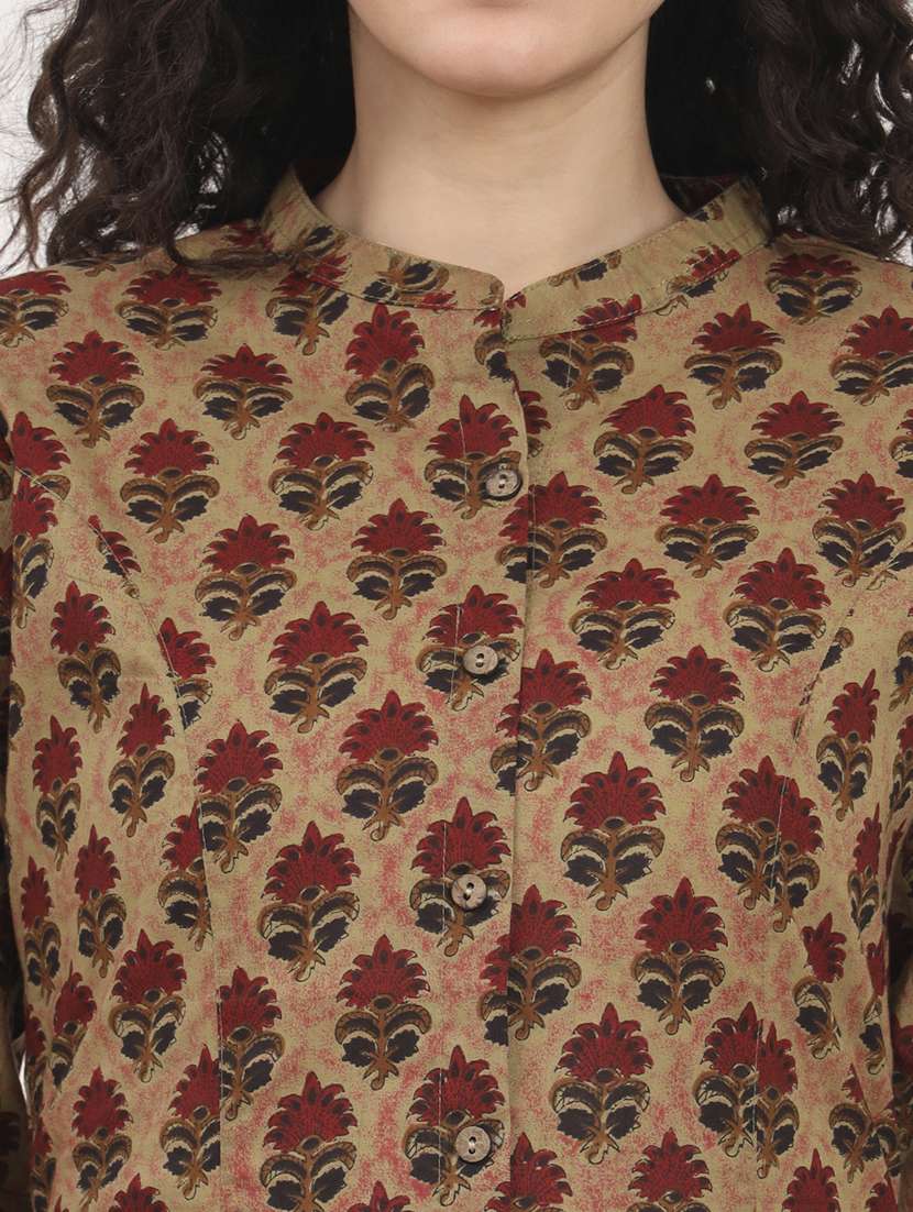 women printed roll-up sleeves kurti - 21881711 - Standard Image - 4