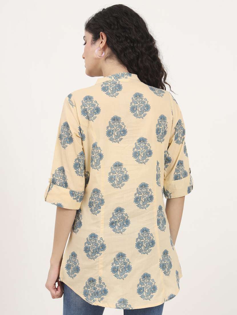women printed roll-up sleeves kurti - 21881714 -  Standard Image - 4
