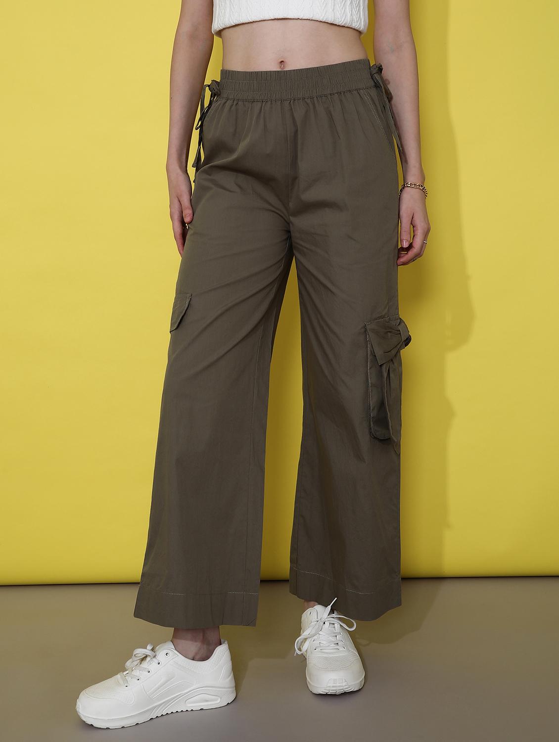 olive poplin trousers - 21881775 - Standard Image - 1
