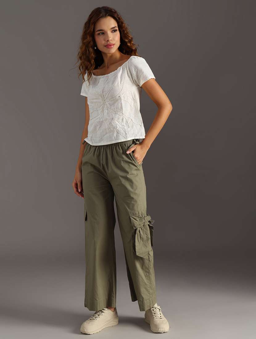 women solid mid rise cargo - 21881775 -  Standard Image - 4