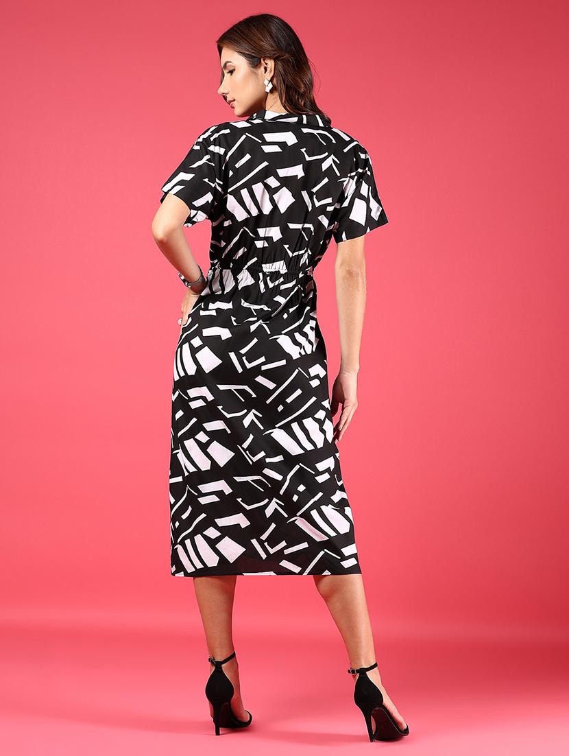 women printed short sleeve a-line dress - 21881838 - Standard Image - 4