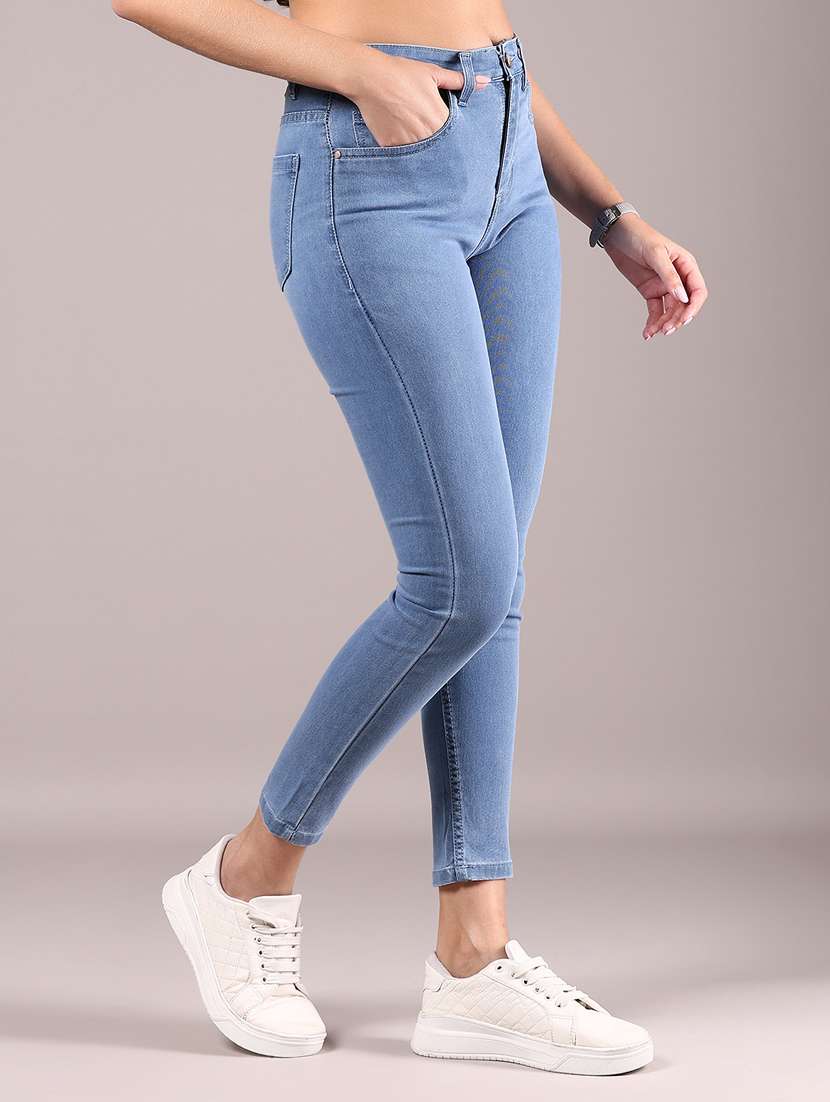 women solid high rise slim fit jean - 21881842 - Standard Image - 1