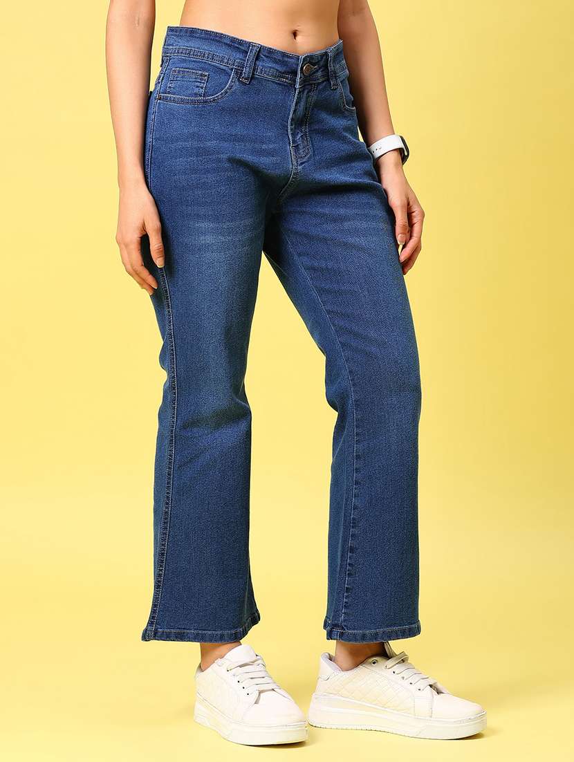 women solid mid rise bootcut jean - 21881849 -  Standard Image - 1