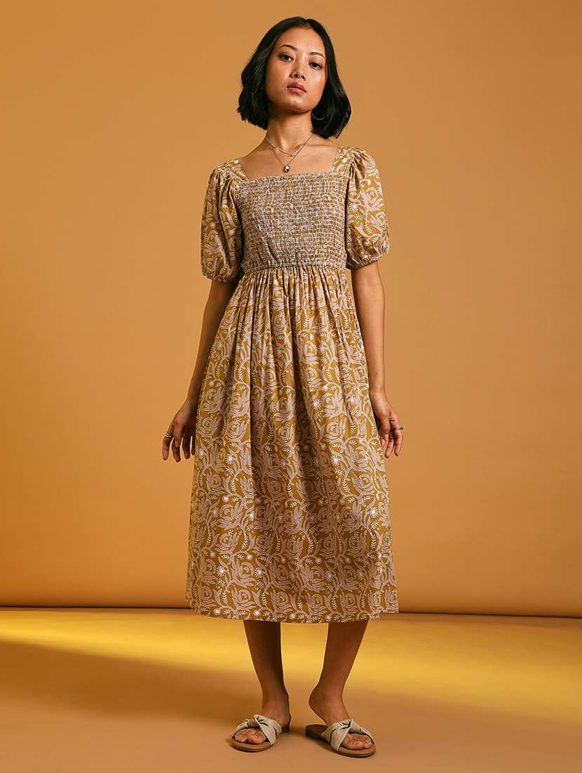 women printed puff sleeve fit & flare ethnic dress - 21881881 -  Standard Image - 1