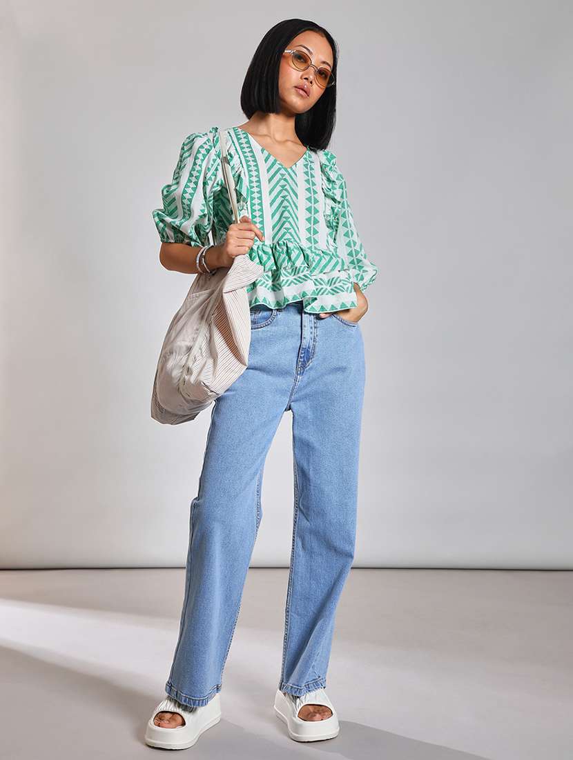 women self design puff sleeve top - 21881907 -  Standard Image - 4