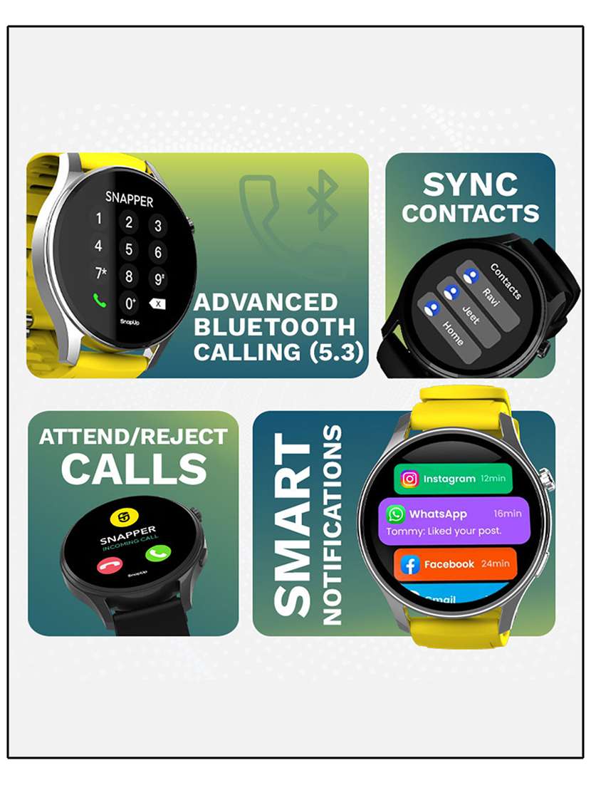 snapup elite bluetooth calling round dial metallic smartwatch (electric black) - 21882714 -  Standard Image - 1