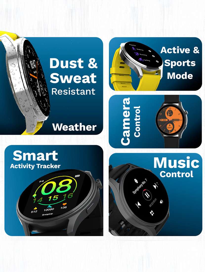 snapup elite bluetooth calling round dial metallic smartwatch (electric black) - 21882714 -  Standard Image - 4