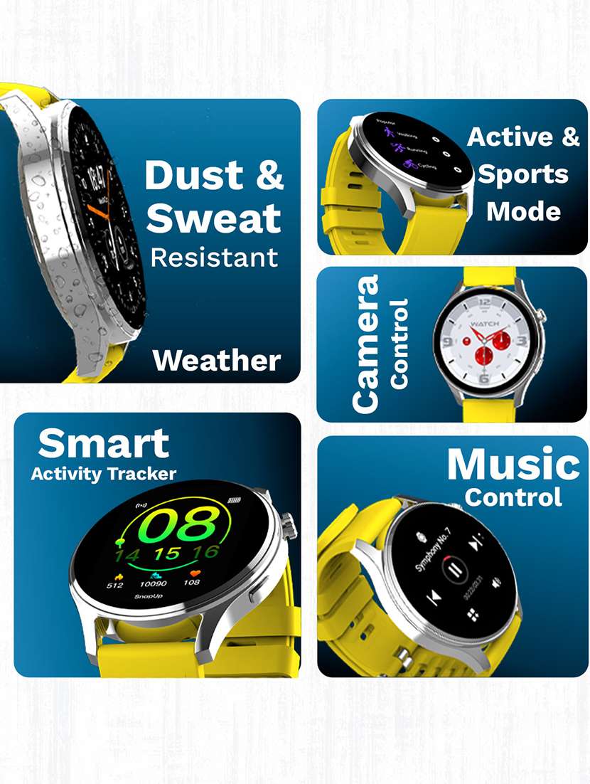 snapup elite bluetooth calling round dial metallic smartwatch (silver yellow) - 21882715 -  Standard Image - 4