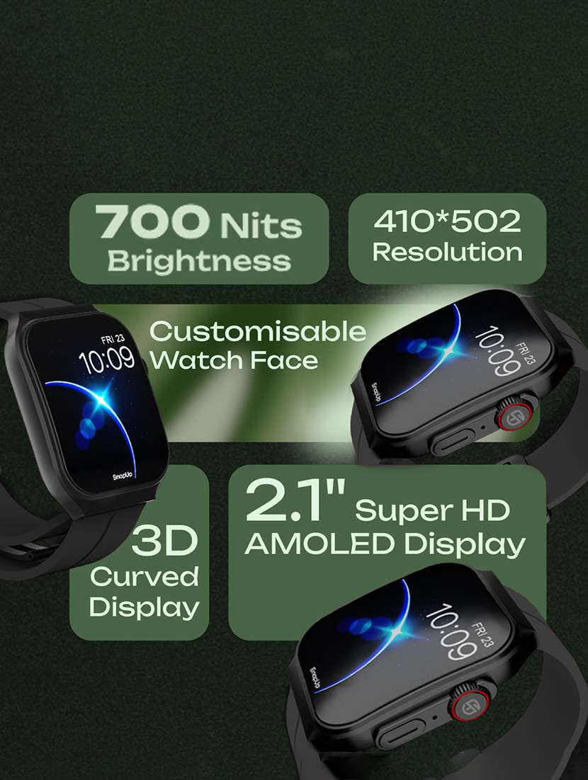 snapup arc x bluetooth calling curved amoled smartwatch (metallic black) - 21882719 -  Standard Image - 1
