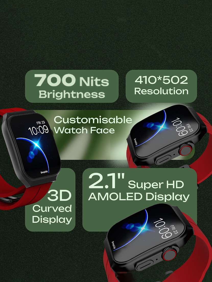 snapup arc x bluetooth calling curved amoled smartwatch (black red) - 21882721 -  Standard Image - 1