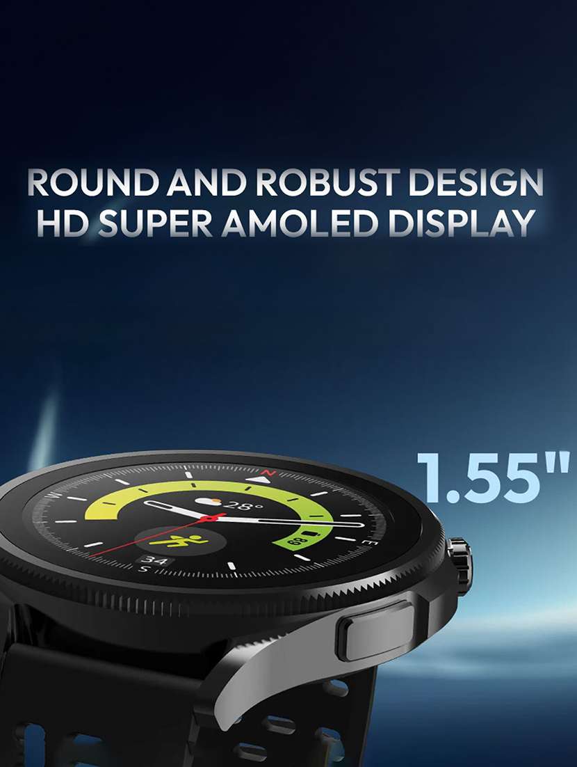 snapup luna x bluetooth calling super amoled round smart watch (electric black) - 21882722 -  Standard Image - 1