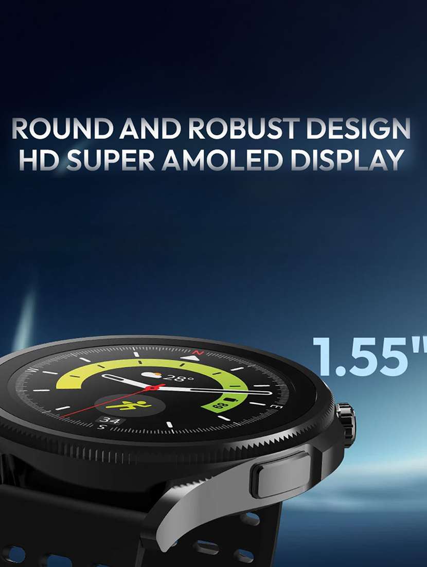 snapup luna x bluetooth calling super amoled round smart watch (black blue) - 21882723 -  Standard Image - 1