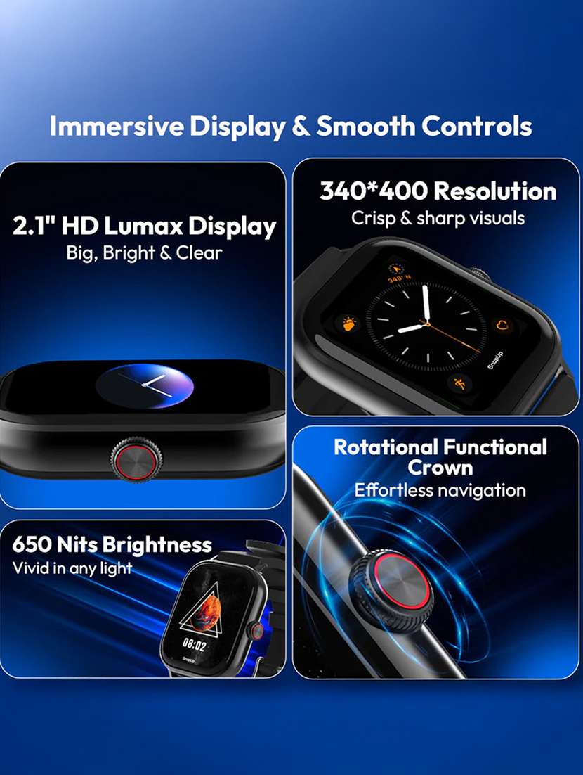 snapup horizon go bluetooth calling smartwatch (jet black) - 21882727 -  Standard Image - 1