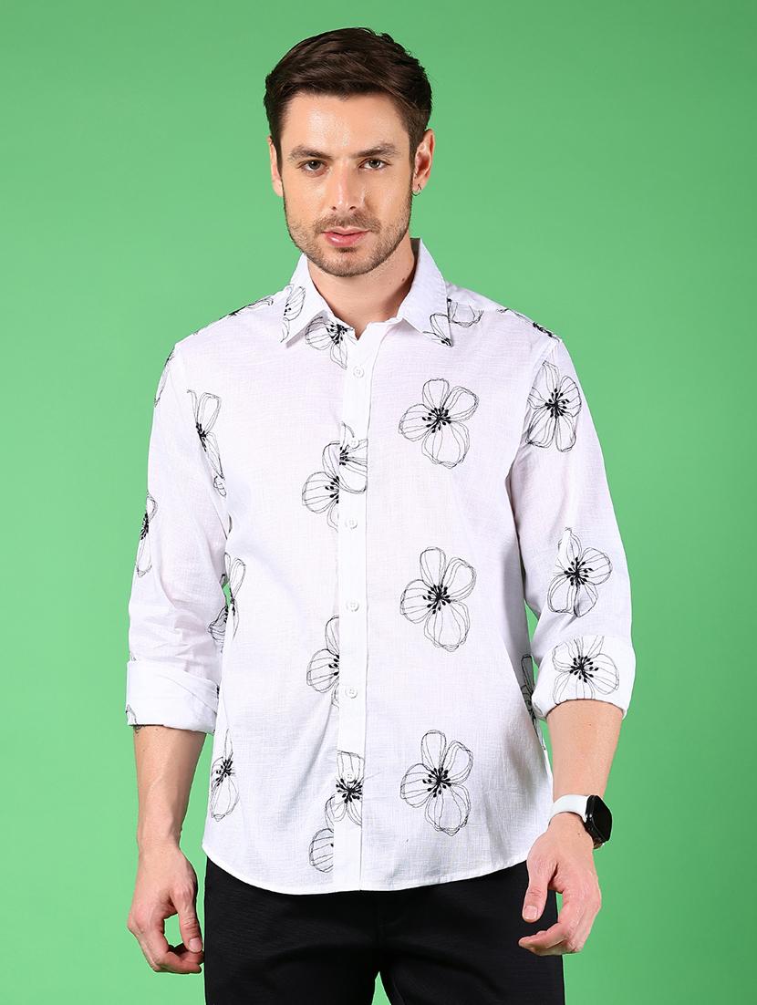 men embroidered collared long sleeve shirt - 21885291 - Standard Image - 1