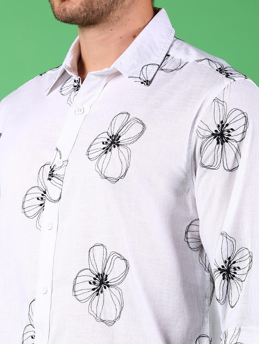men embroidered collared long sleeve shirt - 21885291 - Standard Image - 4