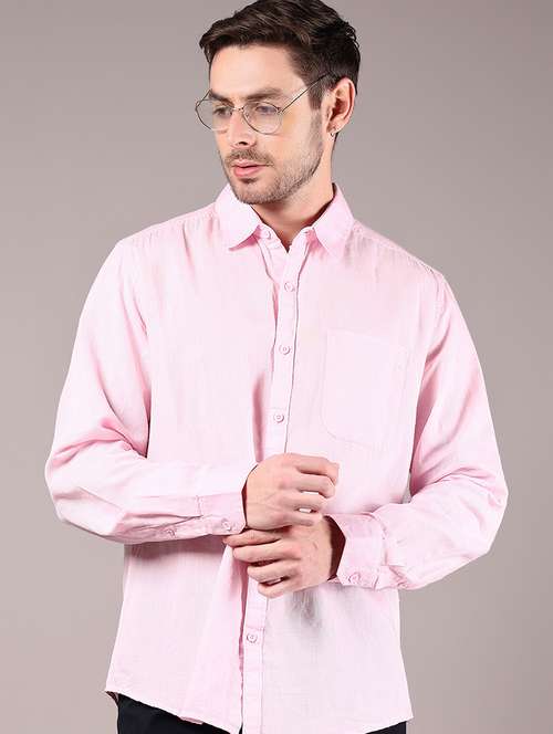 men solid collared long sleeve casual shirt - 21885305 - Standard Image - 0