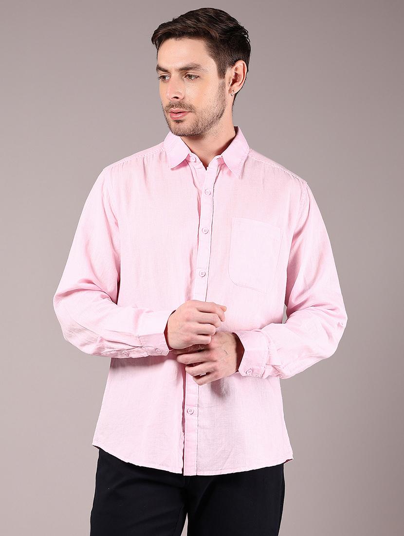 men solid collared long sleeve casual shirt - 21885305 - Standard Image - 1