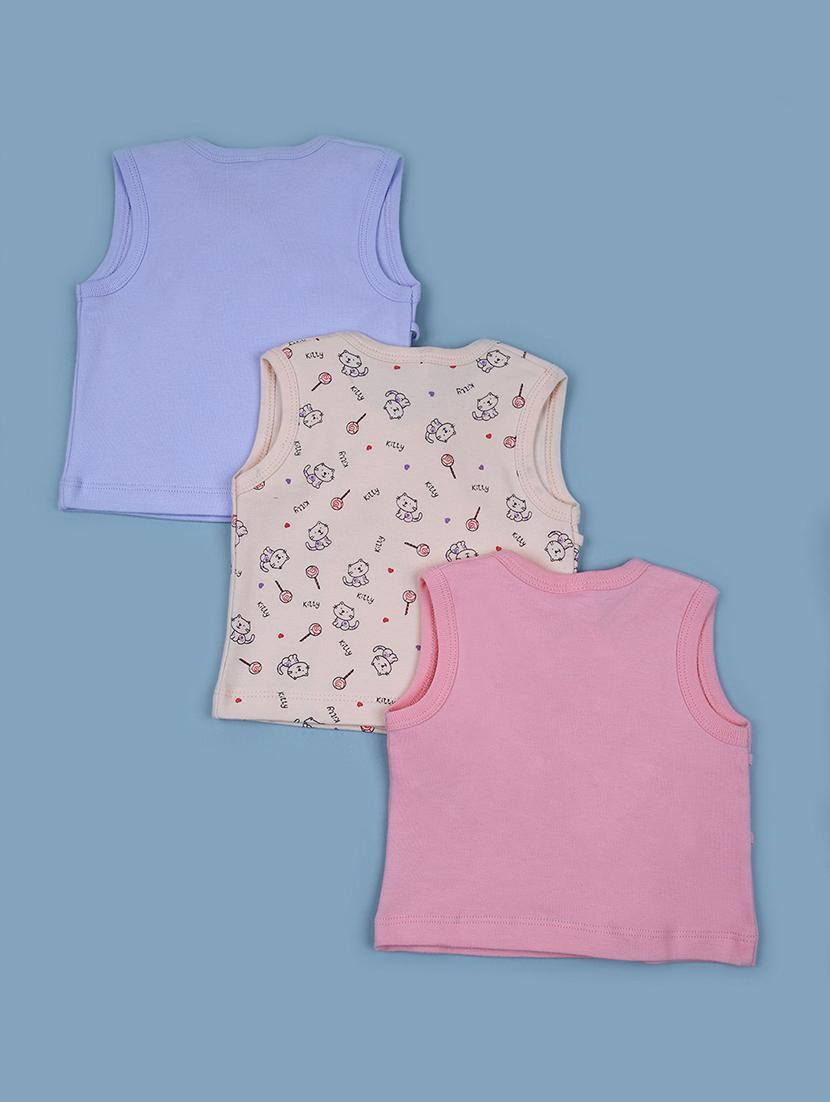 kids pack of 3 printed sleeveless t-shirt - 21885326 -  Standard Image - 1