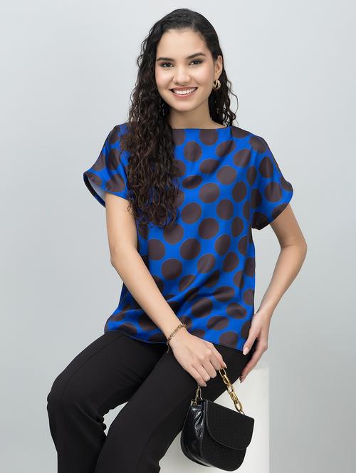 women polka doted boat neck regular top - 21885929 - Standard Image - 0
