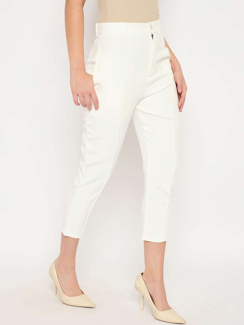 women solid high rise cigarette pants  - 21887805 -  Standard Image - 1