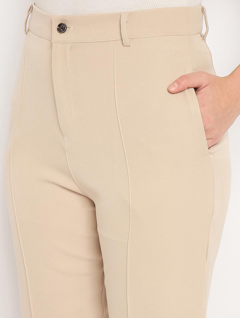 women solid high rise cigarette pants - 21887806 - Standard Image - 4
