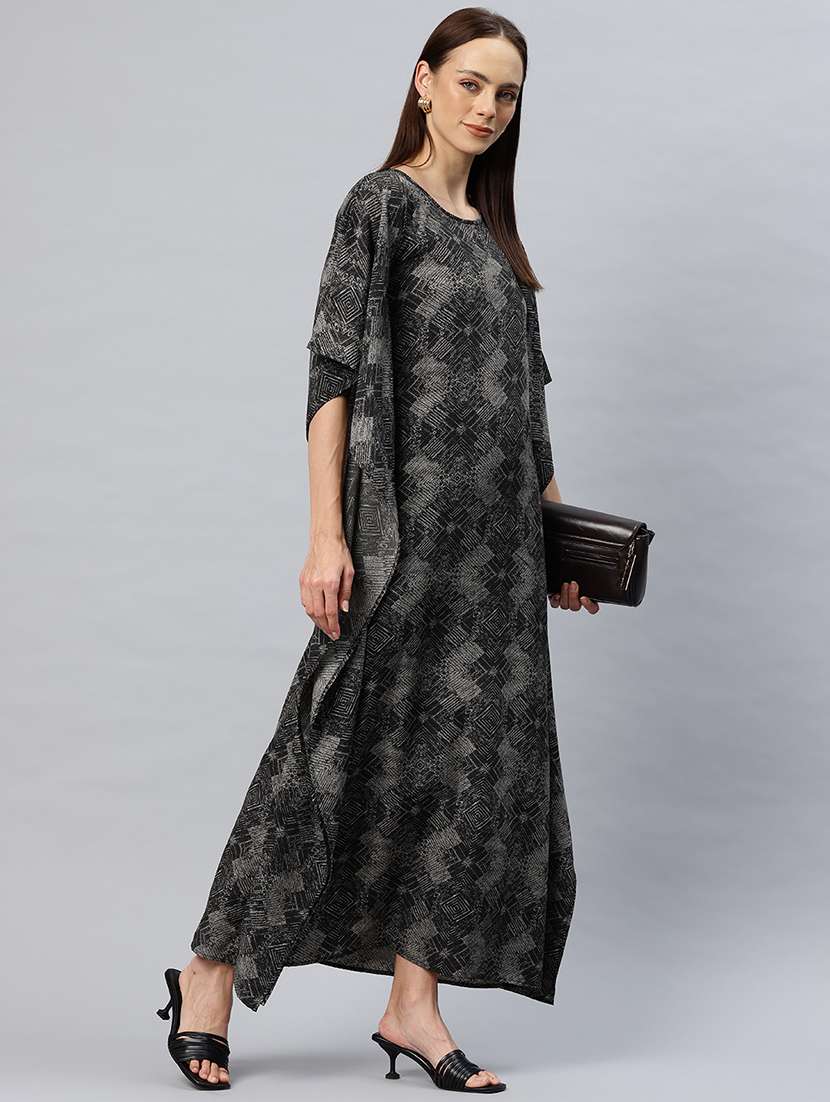 women printed relaxed fit kaftan dress