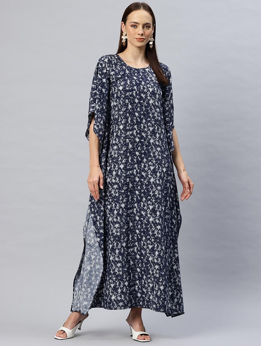 women printed round neck kaftan dress - 21887812 - Standard Image - 1