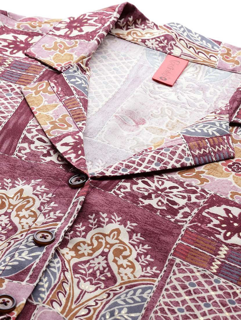 women printed lapel neck shirt dress - 21887816 -  Standard Image - 4