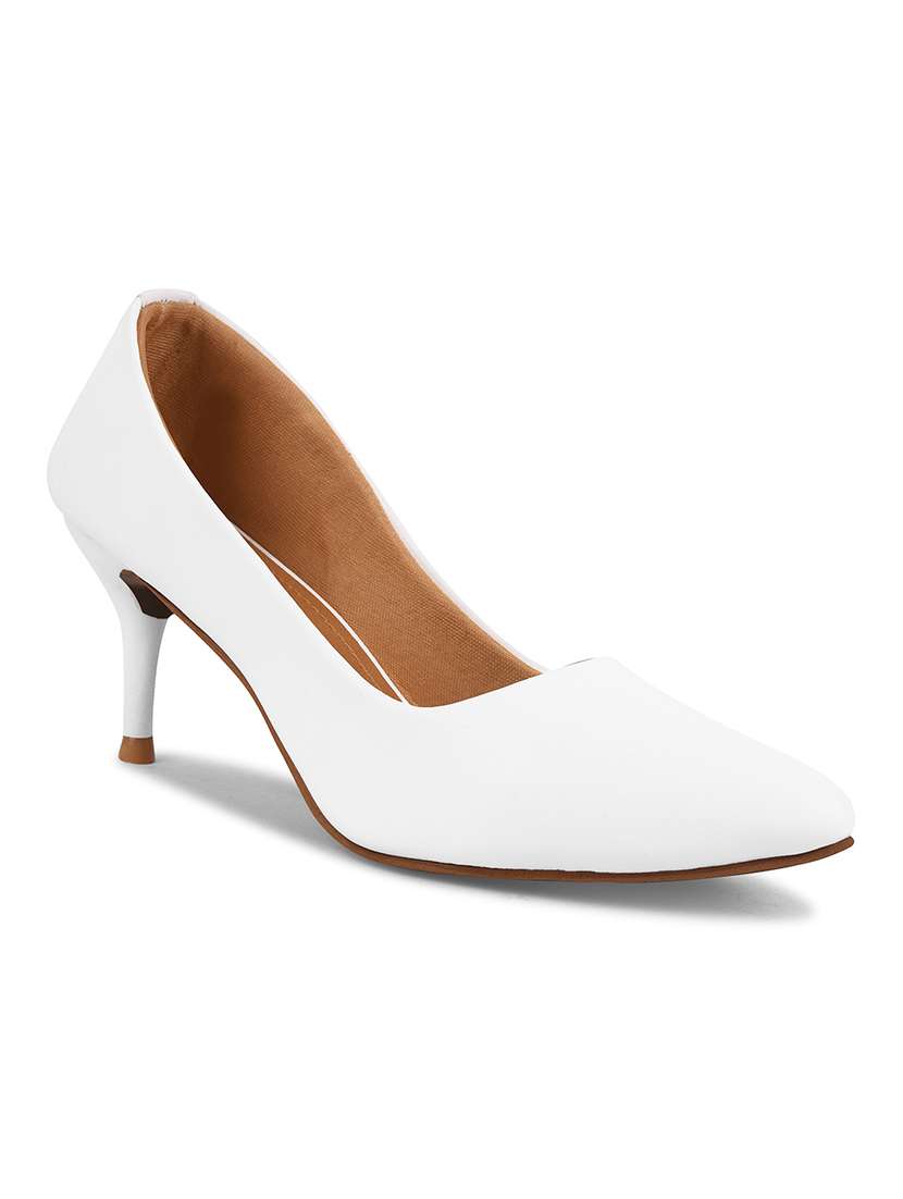 Women White Slip On Pump
