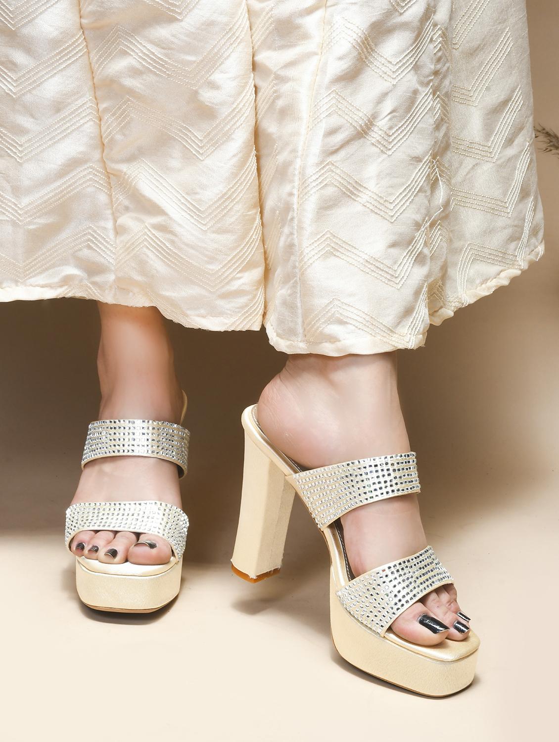 women gold slip on sandal - 21887833 - Standard Image - 4