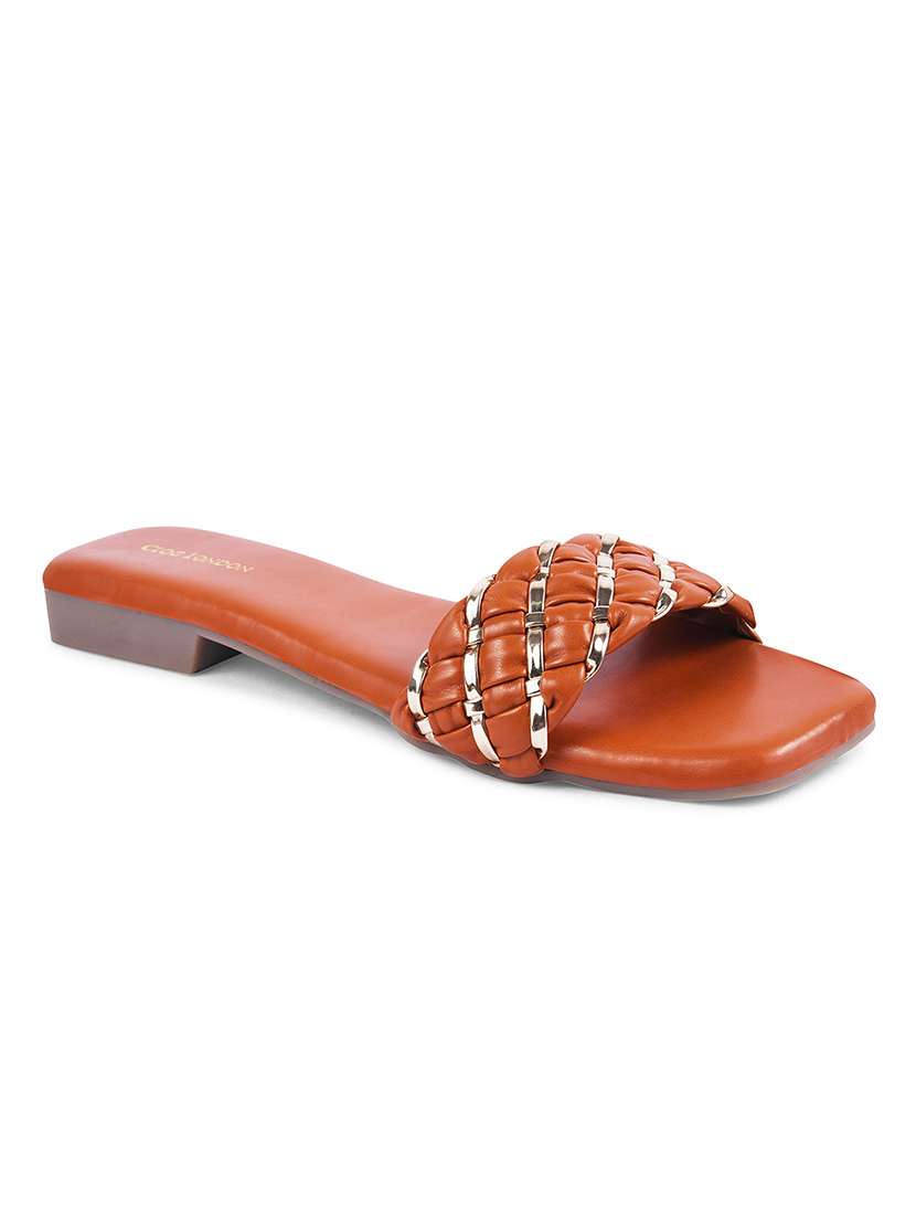 women tan slip on sandal - 21887856 -  Standard Image - 1